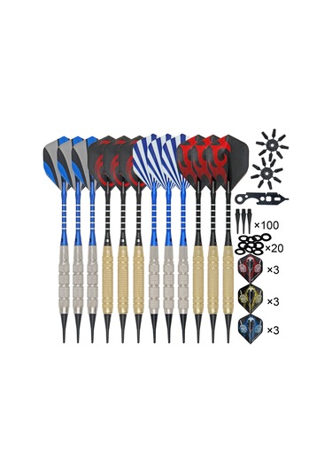 Reedark 12 Adet Dart Seti + 100 Yumuşak Uç + Aksesuarlar İçin Profesyonel Oyun Ekipmanı