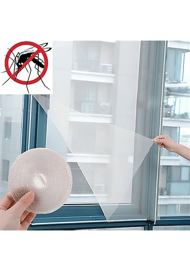 Pencere Sineklik Hazır Pencere Sinekliği Cırt Bantlı 130x150 Cm 130 X 150 Pileli Pilse Tül Tr