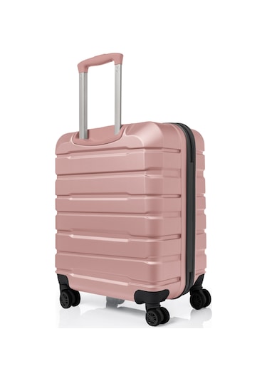 Unisex 4 Tekerli Kilitli Kabin Boy Valiz Bavul Gülkurusu