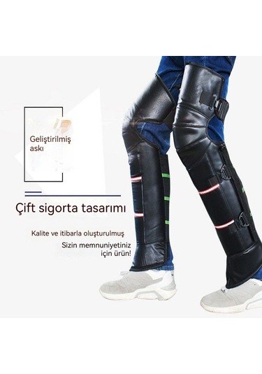 Motosiklet Diz Pedleri Açık Sıcak Rüzgar Geçirmez Bisiklet Siyah - Yeşil