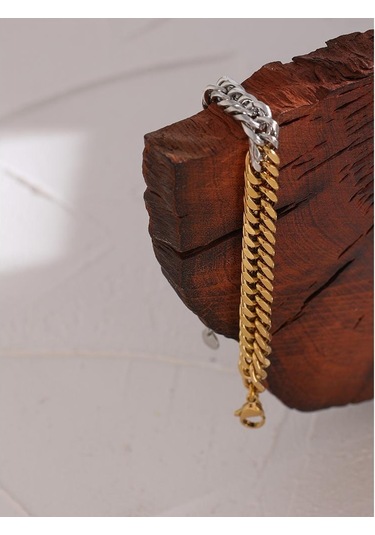 Eetit 316l Paslanmaz Çelik Zincir Yaka Bileklik Kadın Altın - Gümüş