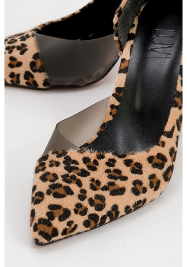 653 Siyah Sarı Desenli Topuklu Kadın Ayakkabı Siyah - Sarı