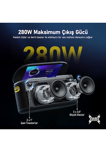 Ikarao Partybox Shell S1 280 W Karaoke Seti + Mikrofon Standlı