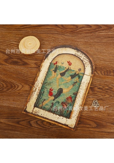 Moveevo Köy Stili Duvar Dekoru - Amerikan Köyü Stili Antika Hamam Dekorasyonu Ahşap Sanayi Eseri - Yüzüyor Kadın Resmi Diğer