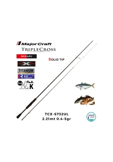 Major Craft Triple Cross Tcx-s732ul Mebaru Solid 2.21mt 0.4-5gr 2p Lrf Kamış