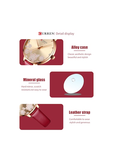 Leezsing Curren 9068 Kadın Klasik Kuvars Saat, 3atm Su Geçirmez Deri Kayış, Günlük Kullanım İçin Şık Ve Rahat Çok Renkli