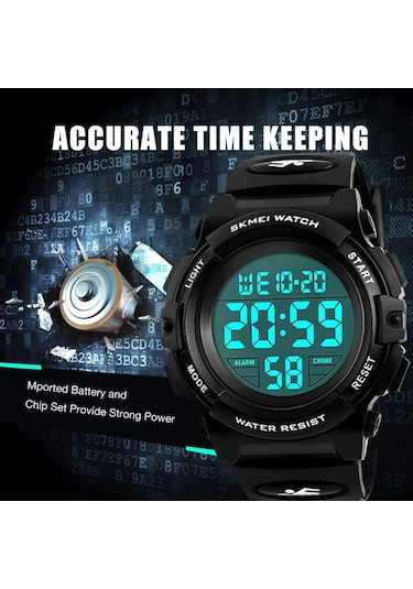 Çocuklar İçin Dijital Spor Saati Erkek Kız Erkek Su Geçirmez Günlük Elektronik Analog Kuvars 7 Renkli Led Saatler Alarm Kronometre Silikon Bant Aydınlık D Diğer