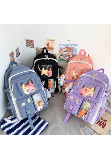 Aromee 4 Parça Genç Kız Sırt Çantası Ortaokul Öğrencileri - Mavi