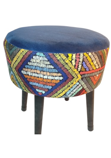 Puf Koltuk Tabure - Etna Gökkuşağı Mavi Lacivert