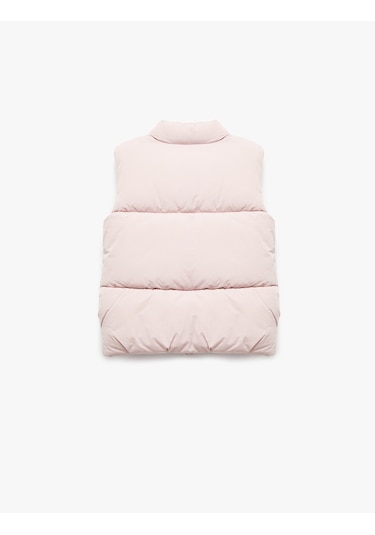 Koton Dik Yaka Fermuarlı Kolsuz Şişme Yelek Pembe 6wkg20054aw Gül