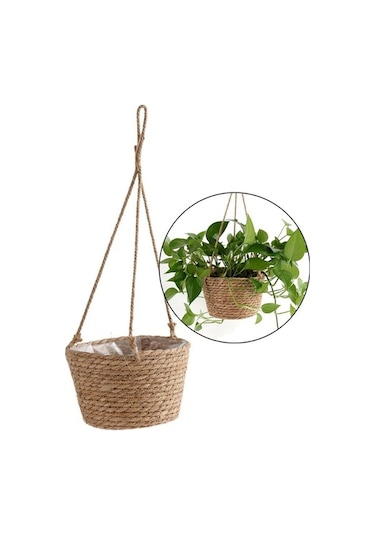 Ulzyvf Tutucu Sepeti Saksısı Saksı Renk Mekan Mekan Makrome L Jüt İç Halat Dokuma Dış Depolama Çiçek Bitki Birincil Bahçe Askılı Jk