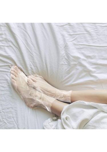 100 Adet Tek Kullanımlık Plastik Ayak Kapakları Şeffaf Ayakkabı Koruyucu Parafin Banyosu Balmumu Spa Terapi Çanta Astar Patik