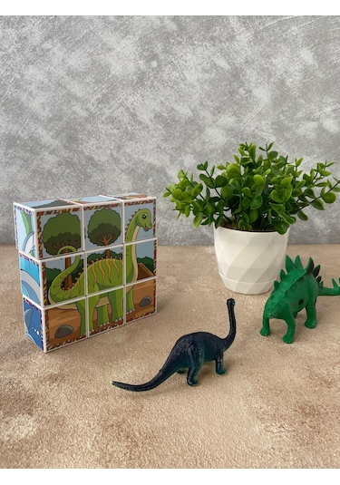 6 Farklı Dinozorlar Seri2 Eğitici 3d Küp Puzzle 3 4 5 6 Yaş