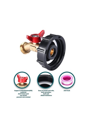 Ulzyvf Xhhdqes 275-330 Galon Ibc Tank Adaptörü, Ibc Tote Parçaları, S60 X 6 Kaba Diş+, Bahçe Hortumu Vana Musluk