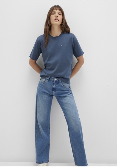 Mavi - Mv Baskılı Lacivert Tişört 1613148-70500 Lacivert