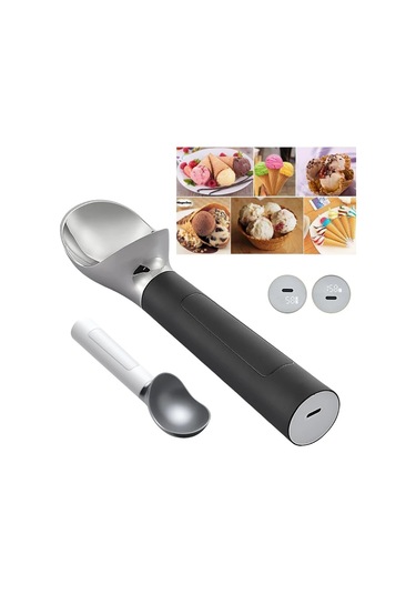 Elektrikli Isıtmalı Dondurma Kaşığı En Iyi Hediye Led Ekran İle Beyaz - Siyah