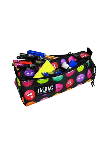 Jacbag Dual Prime İki Bölmeli Üçgen Emoji Çok Renkli Kadın/kız Çocuk Kalem Çantası Çok RENKLİ