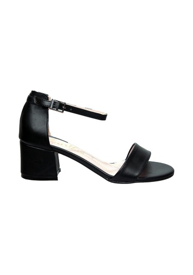 Zarif Siyah Tekbant Kalın Topuk Ayakkabı