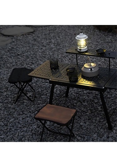 Bloomnest Kamp Katlanır Tabure Haki A1279 - Ultra Hafif, Mini Balıkçılık Sandalyesi, Seyahat & Piknik Mobilyası Altın - Siyah