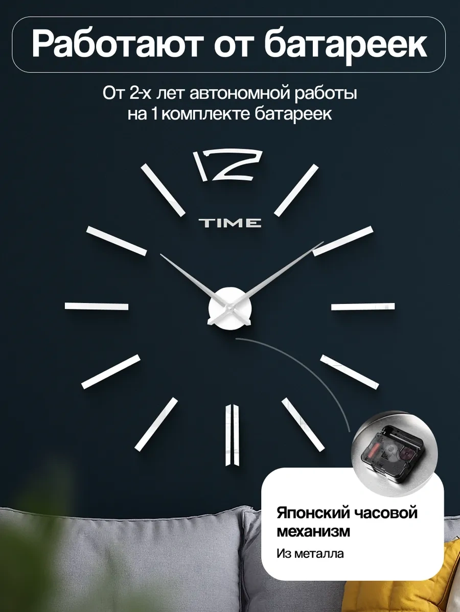 Casy Market Duvar Saati, Ev Dekorasyonu İçin Kendinden Yapışkanlı 3d Dekor 156221792 Gri