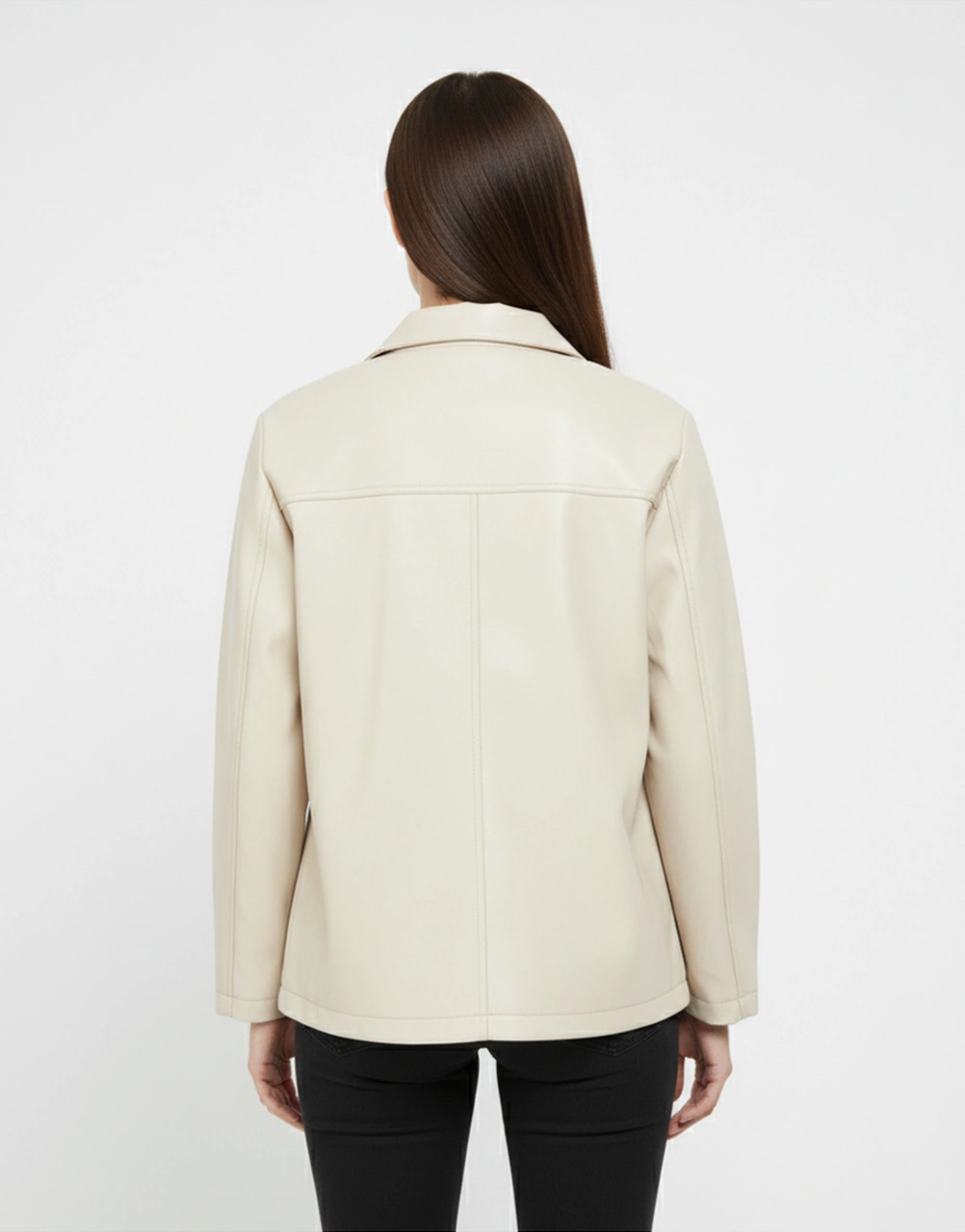 Kadın Çıtçıt Düğmeli - Suni Deri - Ceket -günlük Kullanım - Blazer Gömlek Yaka - Çift Cepli Açık Bej Kadın Çıtçıt Düğmeli - Suni Deri - Ceket -günlük Kullanım - Blazer Gömlek Yaka - Çift Cepli Açık Bej