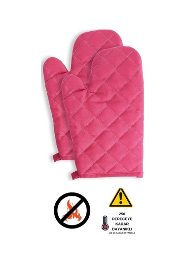 Yanmaz Ve Isıya Dayanıklı Fırın Eldiveni 2 Eldiven Fuşya