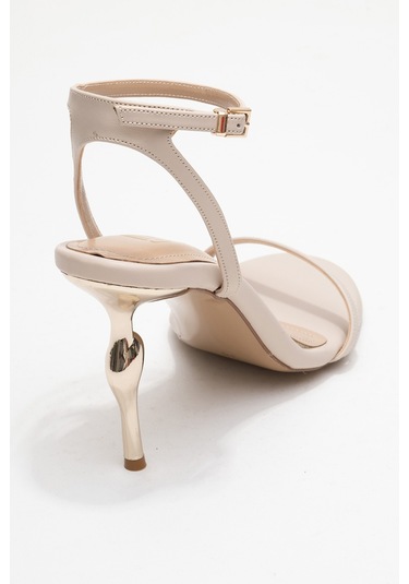 Jasmin Bej Cilt Tek Bantlı Kadın Topuklu Ayakkabı Bej
