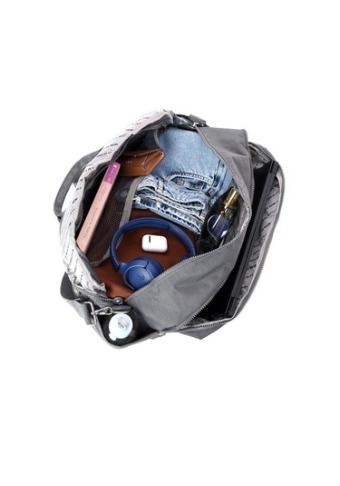 Seyehat Spor Çantası Kabin Boy Valiz 45 35 Cm Omuz Ve Çapraz Askılı Hafif Klinkır Çanta Su İtici Gri