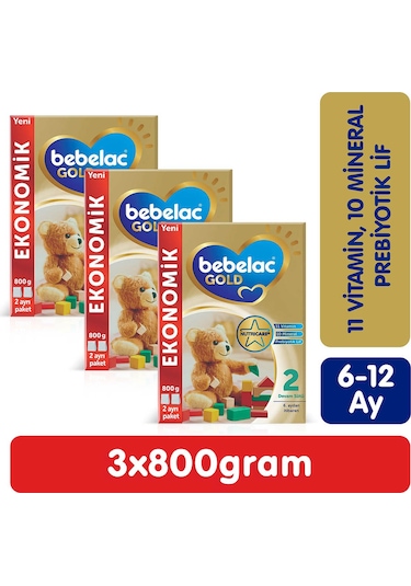 Bebelac Gold 2 Devam Sütü 6-9 Ay 800 G x 3 Adet 2400 G
