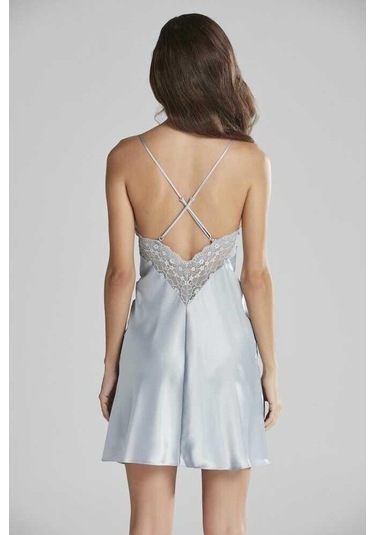 Pierre Cardin Saten Güpürlü Kaplı Gecelik 600 Mist 001