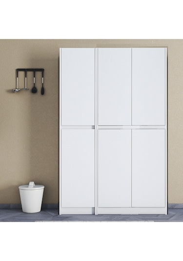 Umg Mobilya Ultra Çok Amaçlı 6 Kapaklı Mutfak Dolabı, Ayakkabılık, Banyo Dolabı, Kiler Dolabı Patentli Beyaz