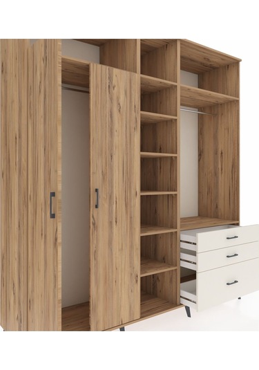 Kronos Dolap 9 Raflı 3 Çekmeceli 2 Askılı 220x59x243 Çam-çam/aytaşı Atlas Çam/aytası