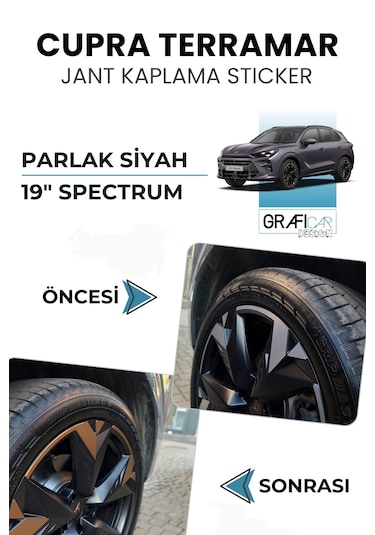Cupra Terramar Jant Kaplama Sticker Set - Parlak Siyah
