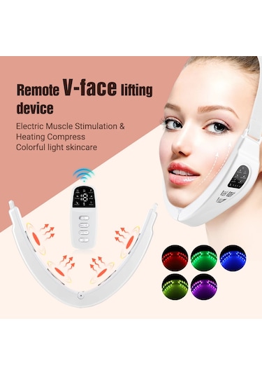 Elektrikli Yüz Germe Cihazı Led Işıkları Isıtma Titreşim Yüz Masajı White Büyük Britanya Beyaz