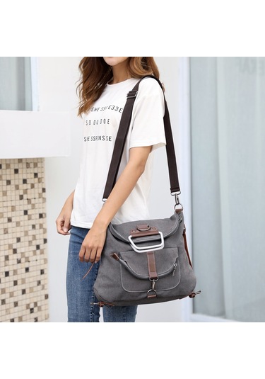 Jeemson Kadınlar İçin Kumaş Backpack, Çok Fonksiyonlu Sırt Çantası, Retro Stili, Gri Renk, Tek Omuz/el Çantası, Dayanıklı Ve Konforlu Çok Renkli