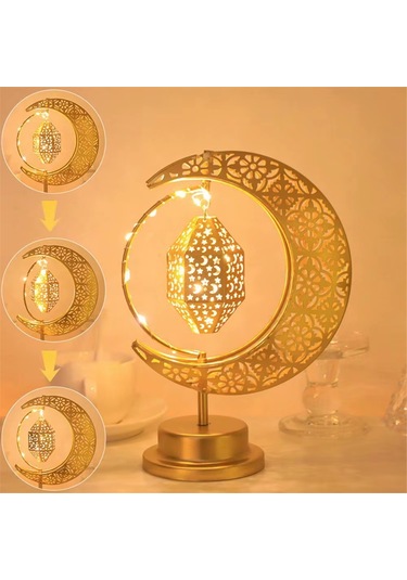 Bayram Dekorasyonu Işık Ay Ambiyans Lambası Döndürülebilir Diğer