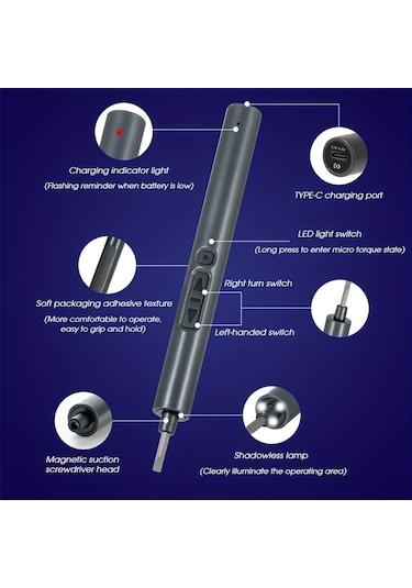 Tcherchi QE54911 65 ın 1 Elektrikli Akülü Matkap Tornavida Manyetik Tamir Kiti