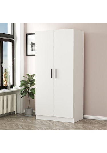 Minar Kale 2 Kapaklı Zincir Dolap - Gardrop - Beyaz 210cm