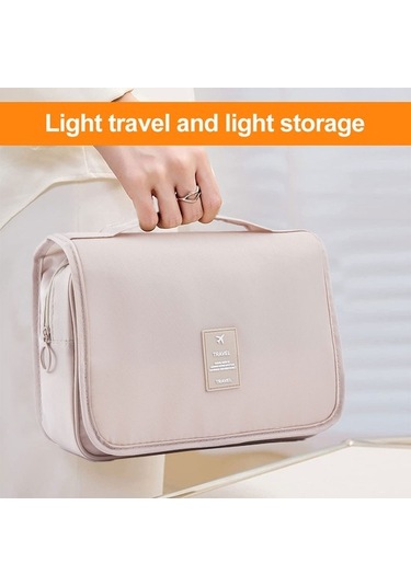 Qisem Taşınabilir Büyük Kapasiteli Kancalı Yıkama Torbası Bej