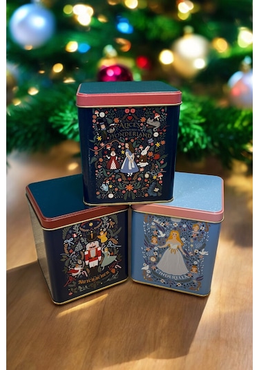 Evle Tales Desenli 12x12x13 Cm Metal Dekoratif Kutu
