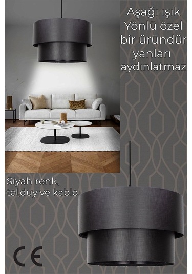 Pasta Sarkıt Avize Siyah Finlin Siyah