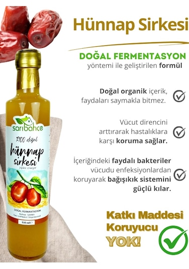 Hünnap Sirkesi 500 Ml 2'li Paket - Organik Doğal Fermantasyon