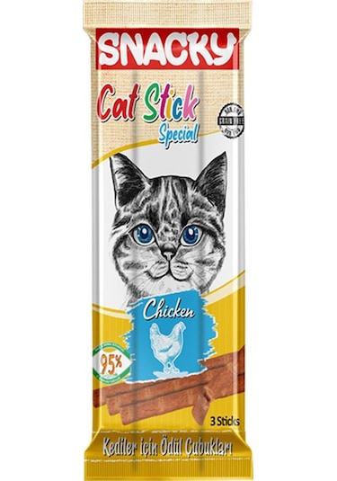 Snacky Tavuklu Yetişkin Kedi Stick Ödül 3 x 5 G