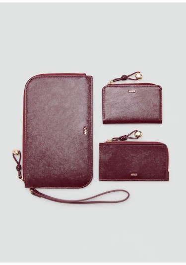 Mango Mini Boncuklu Pochette Şık Clutch Çanta Bordo - Kırmızı