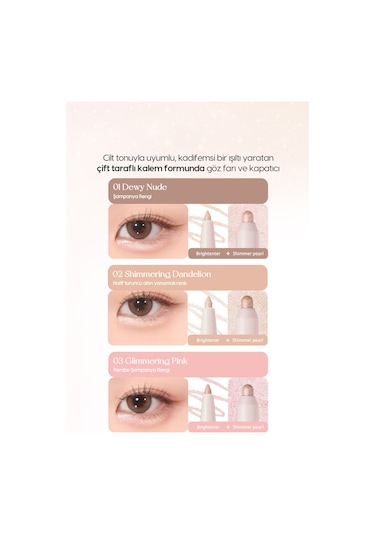 Çift Taraflı Işıltılı Kalem Far Perıpera Sugar Twinkle Duo Eye Stick 03 Glimmering Pink 03