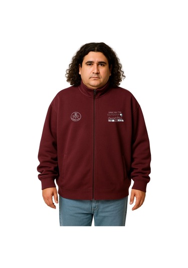 Erkek Büyük Beden 122-158 Kilo Arası İçin Uygun Pamuklu Geniş Kalıp Dik Yaka Fermuarlı Sweat Mont Bordo Erkek Büyük Beden 122-158 Kilo Arası İçin Uygun Pamuklu Geniş Kalıp Dik Yaka Fermuarlı Sweat Mont Bordo