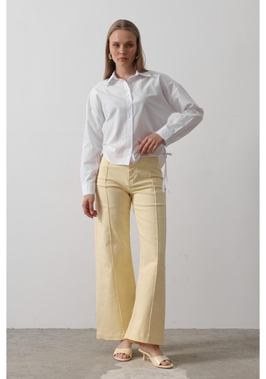 The İstanbul Yanları Bağlamalı Basic Gömlek - Beyaz Beyaz