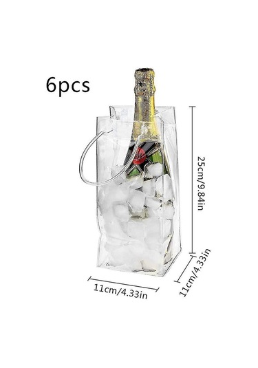 6'lı Paket Şampanya Bira Kırmızı Şarap Şişesi Yalıtımlı Su Geçirmez Taşınabilir Şeffaf Pvc Soğutucu Çantalar Taşıma Saplı Açık Hava Partileri İçin -ge Çok Renkli