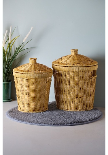 Bansko 2'li Açık Kahverengi Patates Soğan Sepeti Acıkkahverengı Hasır Kahve