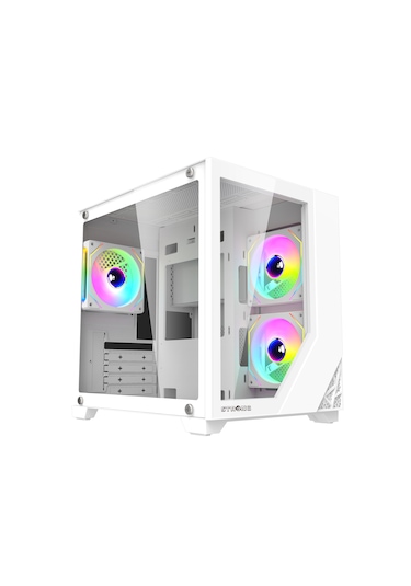Strong Shadow Beyaz 3x 120mm ARGB mATX Akvaryum Gaming Bilgisayar Kasası (Powersız)
